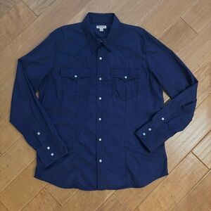 True Religion Men’s Navy Long Sleeve Snap Front Western Cotton Shirt Size XXL